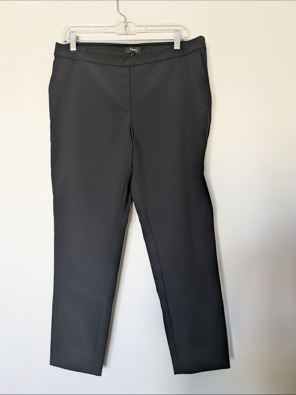 Theory Black Slim Pull On Ankle Pants Sz 12